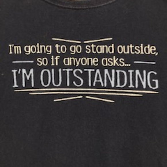 Navy Short Sleeve Tee "I'm Oustanding " whimisical logo, ultra 100% cotton, Med. - Picture 2 of 7